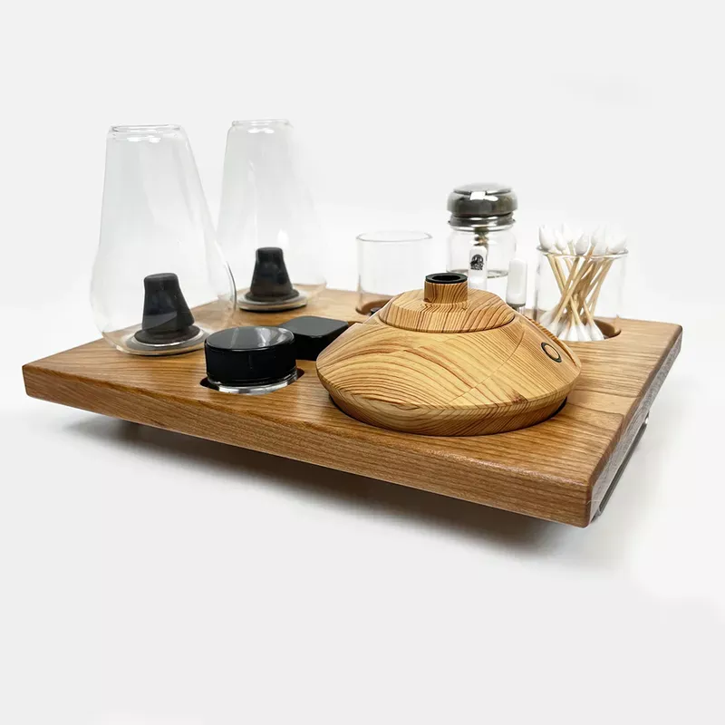 Zenco Sipping Vaporizer Basic All Wood Tray for Organizing Your Dab Session with ISO Dispenser and Swab Jar