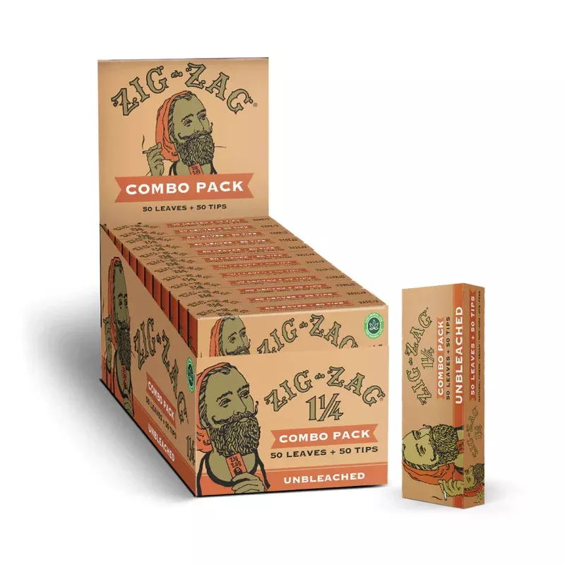 Zig-Zag 1 1/4 Combo Pack – Unbleached (50 Leaves + 50 Tips)