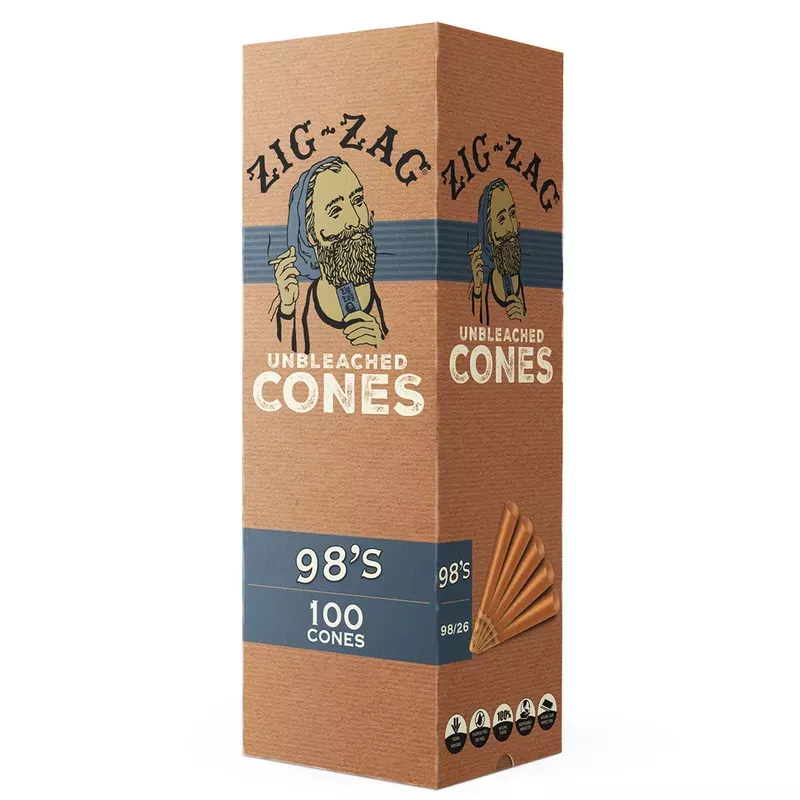 Zig Zag Unbleached Cones 98’s Size 100 Cones