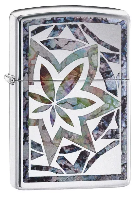 Zippo Lighter – Geometric Fusion Leaf High Polish Chrome