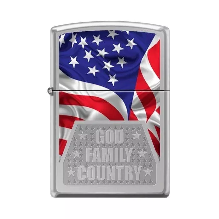 Zippo Lighter – God Family Country High Polish Chrome