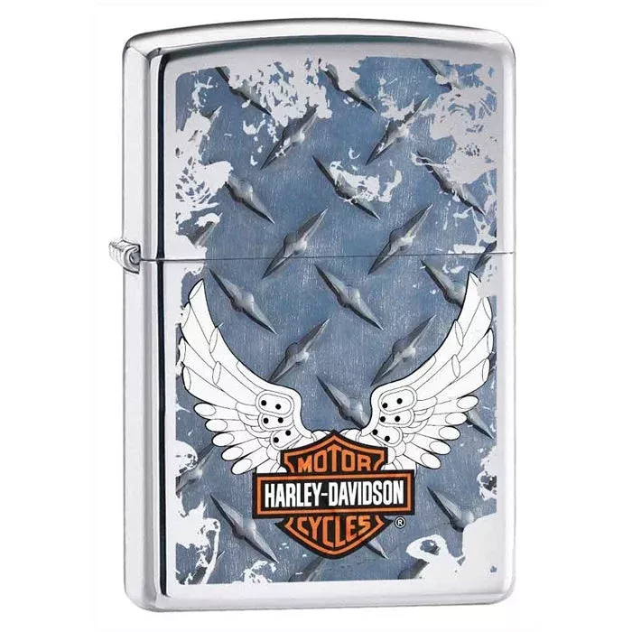 Zippo Lighter – Harley Davidson Diamond Plate High Polish Chrome