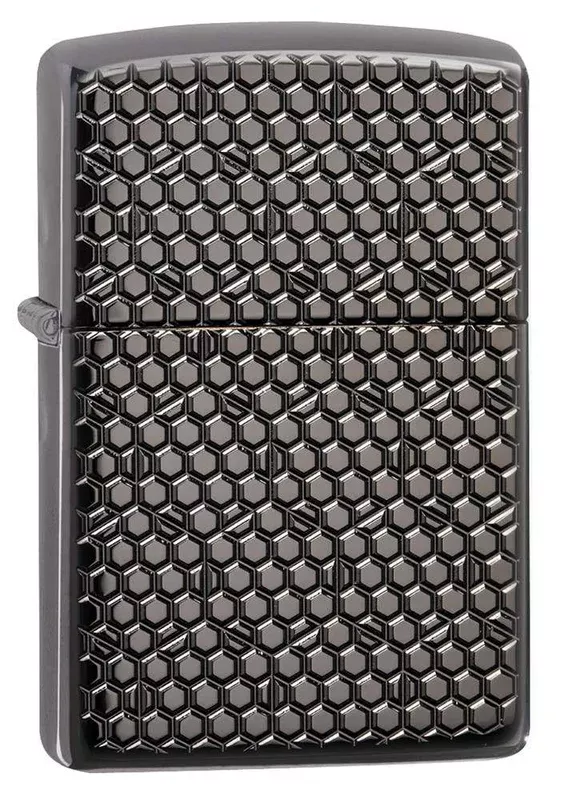 Zippo Lighter – Hexagon Deep Carve Black Ice