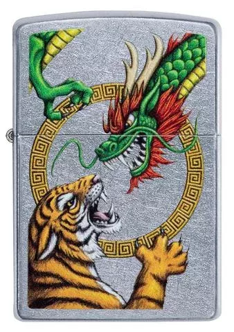 Zippo Lighter – Tiger vs. Chinese Dragon Street Chrome™