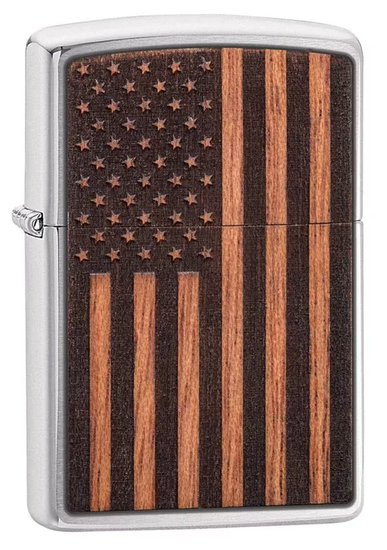 Zippo Lighter – WOODCHUCK USA American Flag Street Chrome